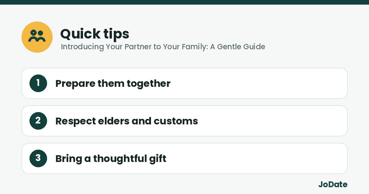 Quick tips: Prepare them together, Respect elders and customs, Bring a thoughtful gift
